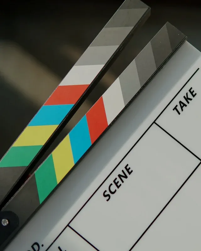 A film slate held up at the start of a take